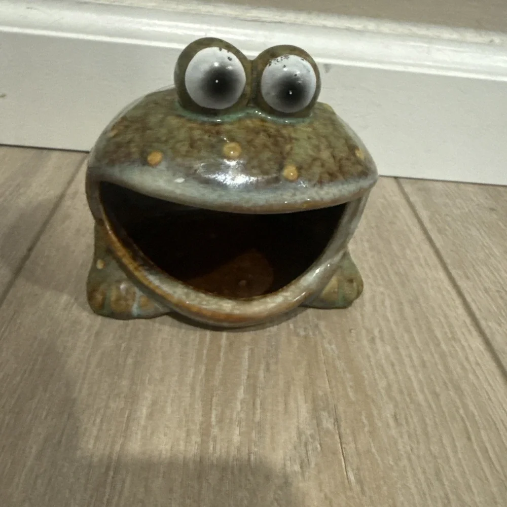 Vintage 1970's Green Sink‎ Frog Ceramic Frog Sponge Holder-Excellent